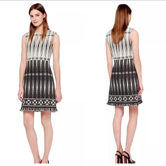 Tory Burch, black/ivory tweed Savora fringed dress - Picture 12 of 13